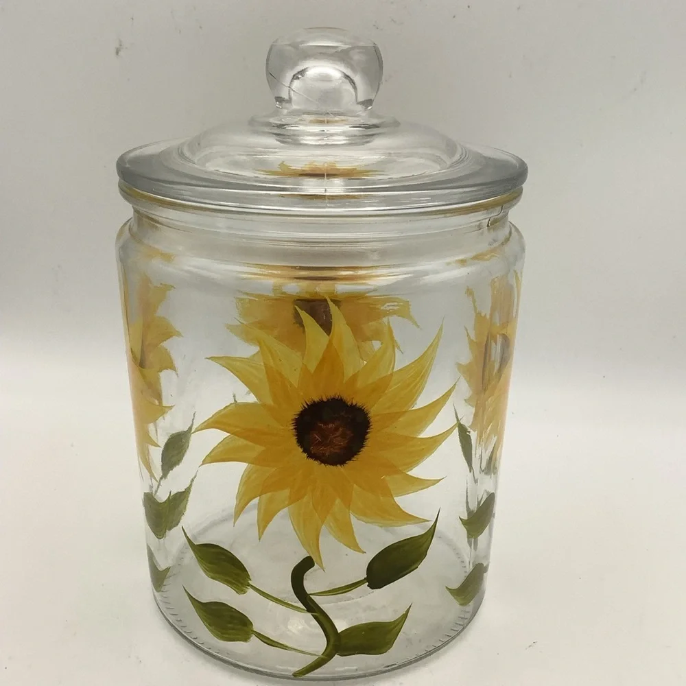 Sunflower Glass Canister with Lid